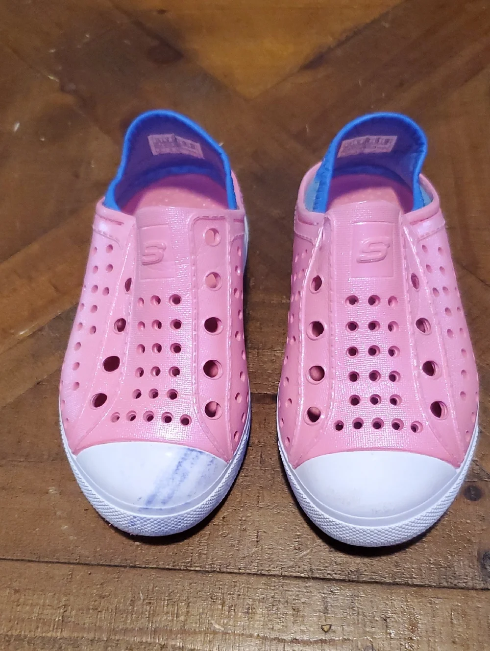 Skechers Kids Pink Water Slip-On Shoes with Blue Trim